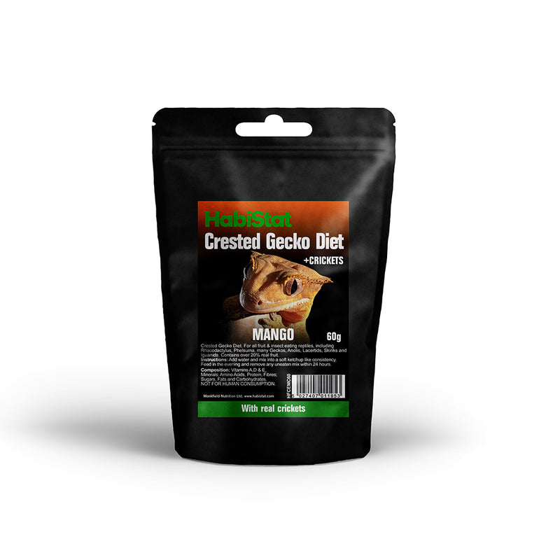 HabiStat Crested Gecko Diet, Mango and Cricket, Eco Pak, 60g