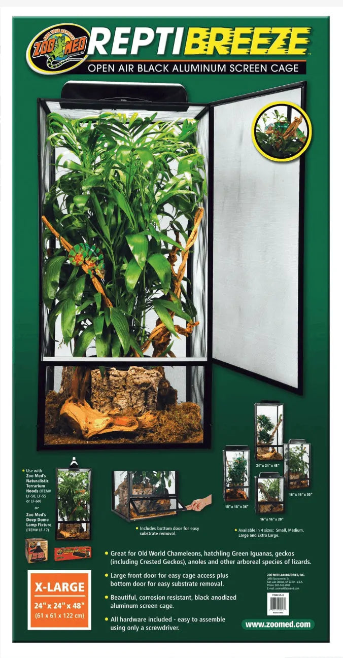 Zoo Med ReptiBreeze Screen Cage, Extra Large, L60 x D60 x H120cm