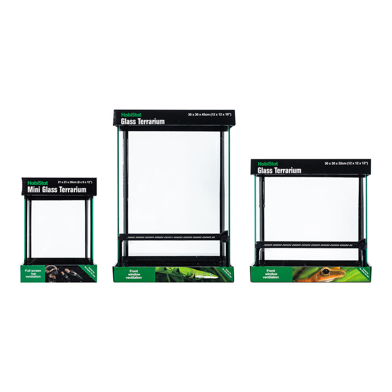 HabiStat Glass Terrarium, 30 x 30 x 32cm (12 x 12 x 13"), Built