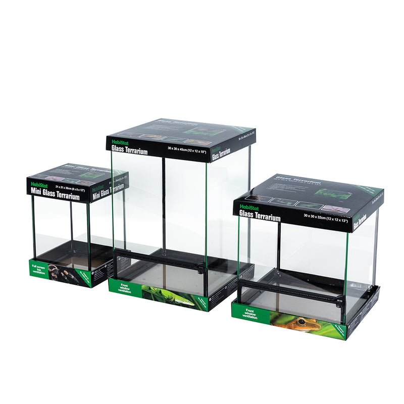 HabiStat Glass Terrarium, 30 x 30 x 32cm (12 x 12 x 13"), Built