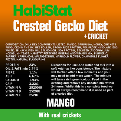 HabiStat Crested Gecko Diet, Mango and Cricket, 60g