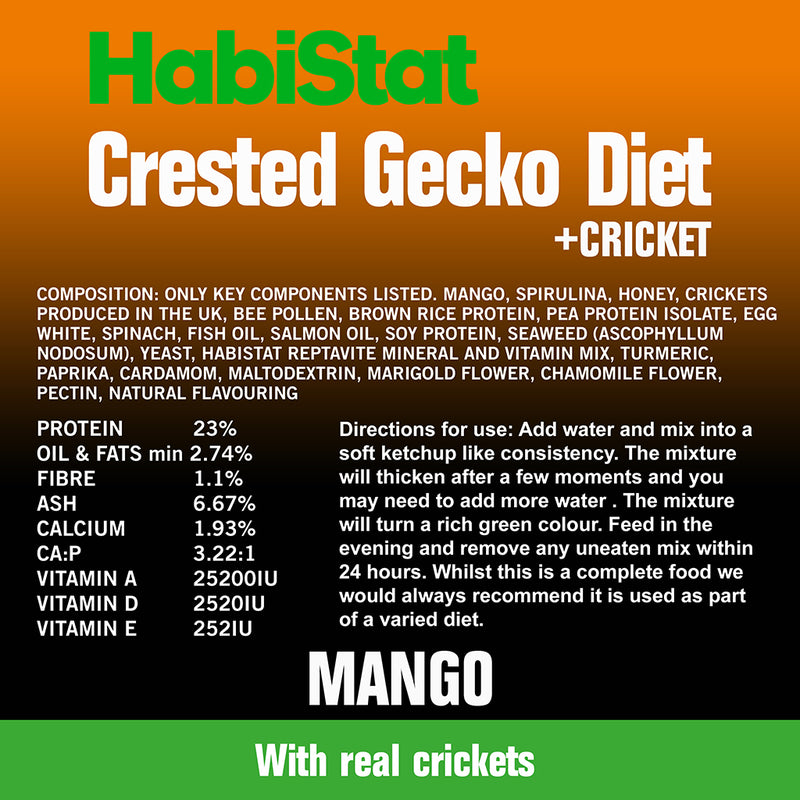 HabiStat Crested Gecko Diet, Mango and Cricket, 60g