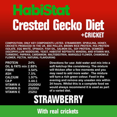HabiStat Crested Gecko Diet, Strawberry and Cricket, 60g