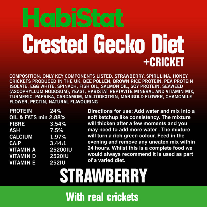 HabiStat Crested Gecko Diet, Strawberry and Cricket, 60g