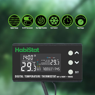 HabiStat Digital Temperature Thermostat, Day/Night, Timer, 600 Watt
