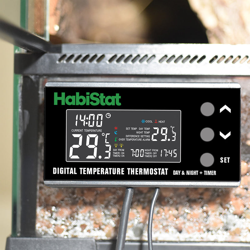 HabiStat Digital Temperature Thermostat, Day/Night, Timer, 600 Watt