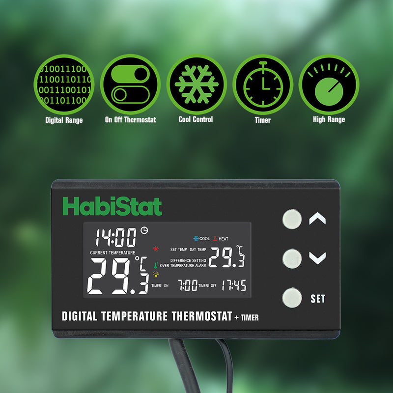 HabiStat Digital Temperature Thermostat, Timer, 600 Watt