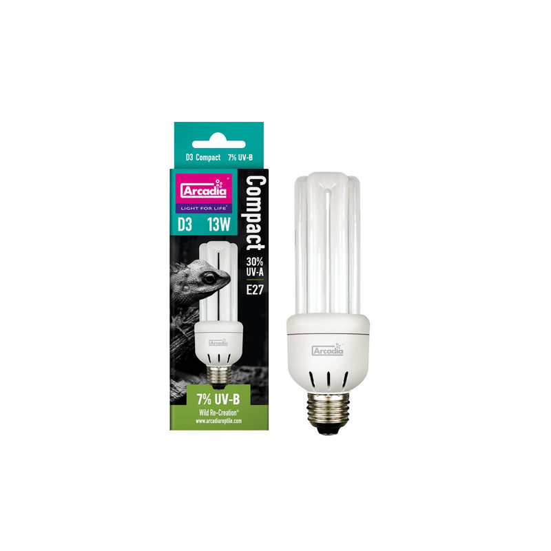 Arcadia Mini Triple U D3 7% Screw In Compact, 13 Watt