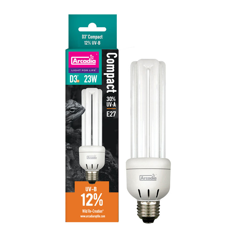 Arcadia D3+ Compact E27 Bulb, 12%, 23 Watt