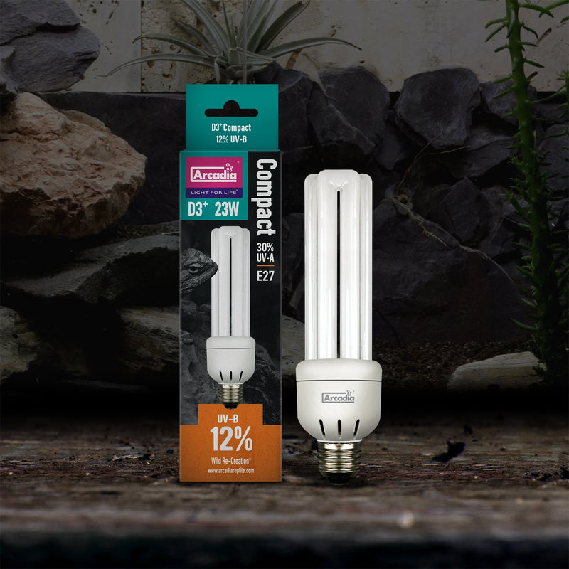 Arcadia D3+ Compact E27 Bulb, 12%, 23 Watt